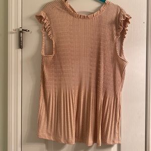 Adrianna Papell top blush and black polka dots xl nwt